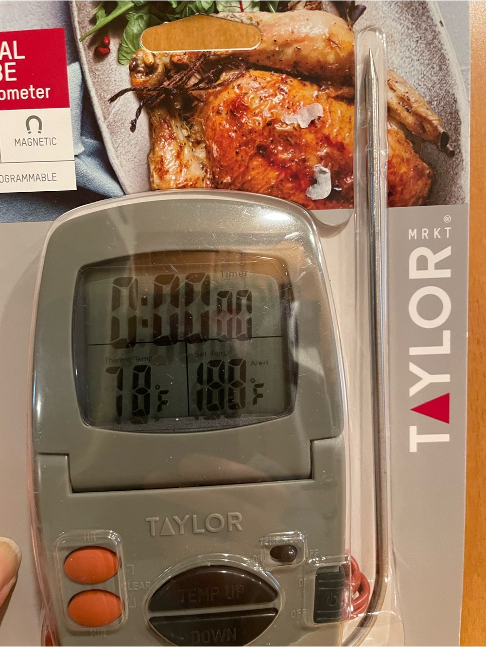 Taylor Digital Probe Thermometer in Gray